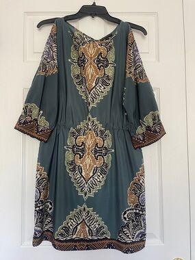 Elegant Boho Pattern Dress with 3/4 Split Sleeves